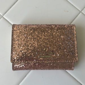 Kate Spade Wallet Key Chain Pink/Rose Gold Glitterbug